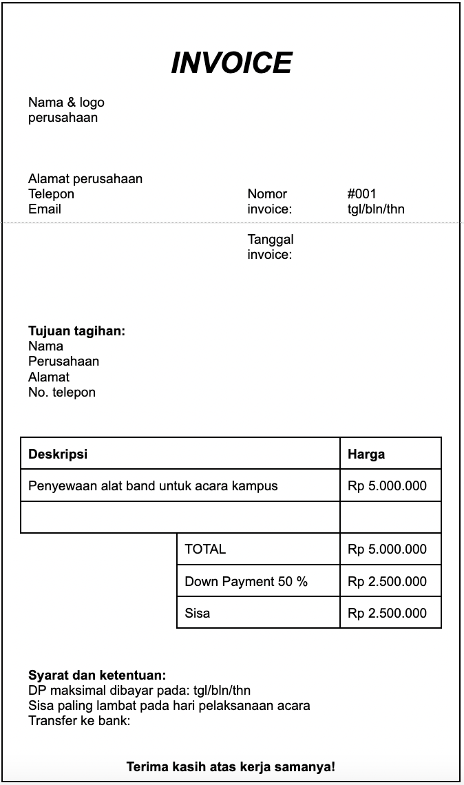 6 Contoh Invoice Yang Perlu Anda Ketahui Dan Templatnya